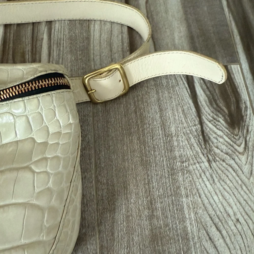 Clare V Cream Crocodile-Embossed Crossbody Bag - Picture 5 of 11